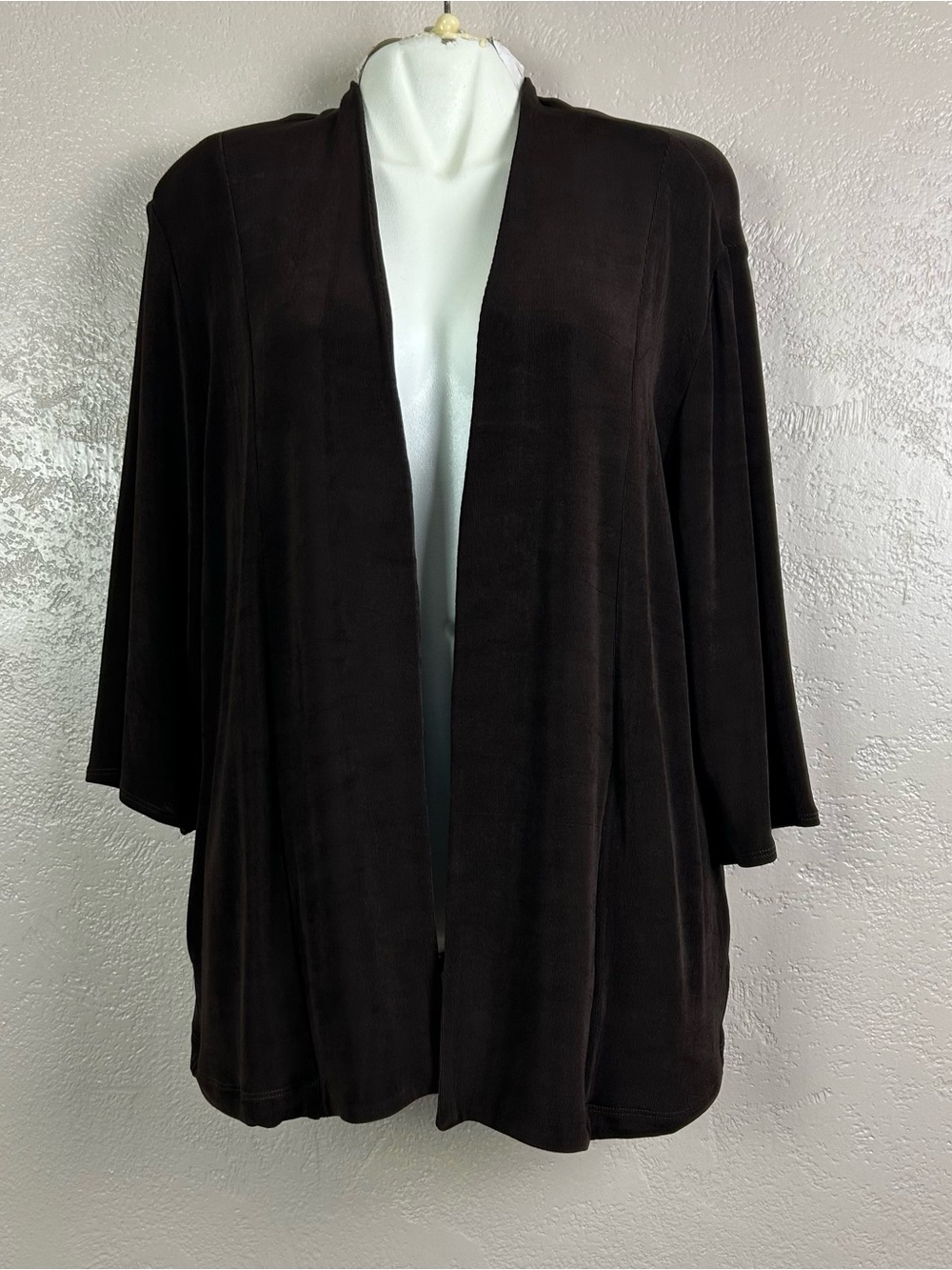 Chico's Dark Brown Open-Front Lightweight Cardigan - Picture 10 of 16